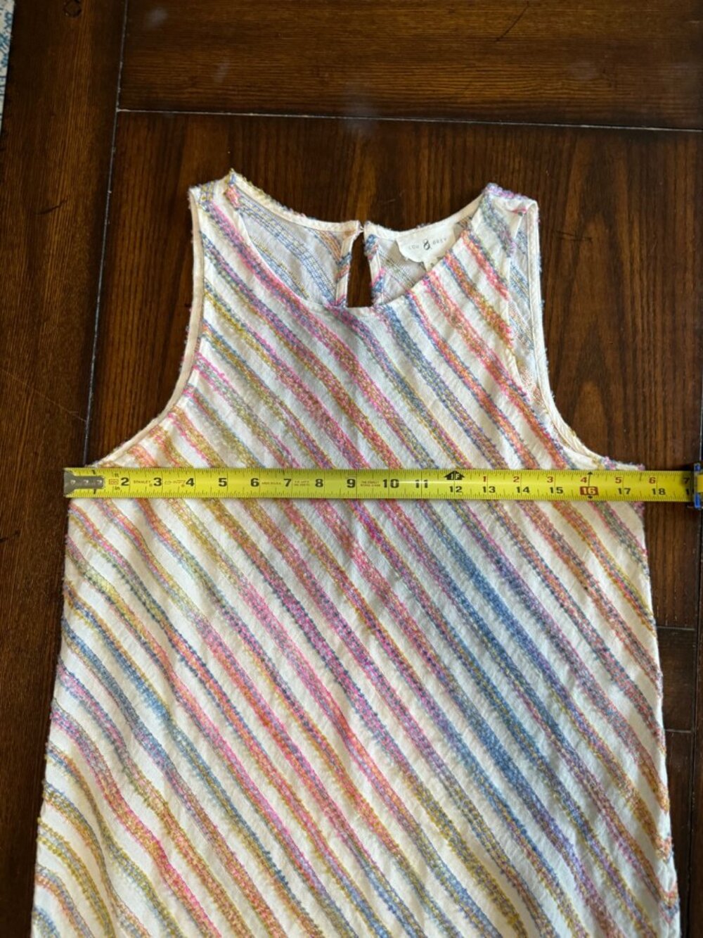 Lou & Grey Dress Diagonal Rainbow Stripe Sleeveless Sundress Small Summer - Picture 4 of 11